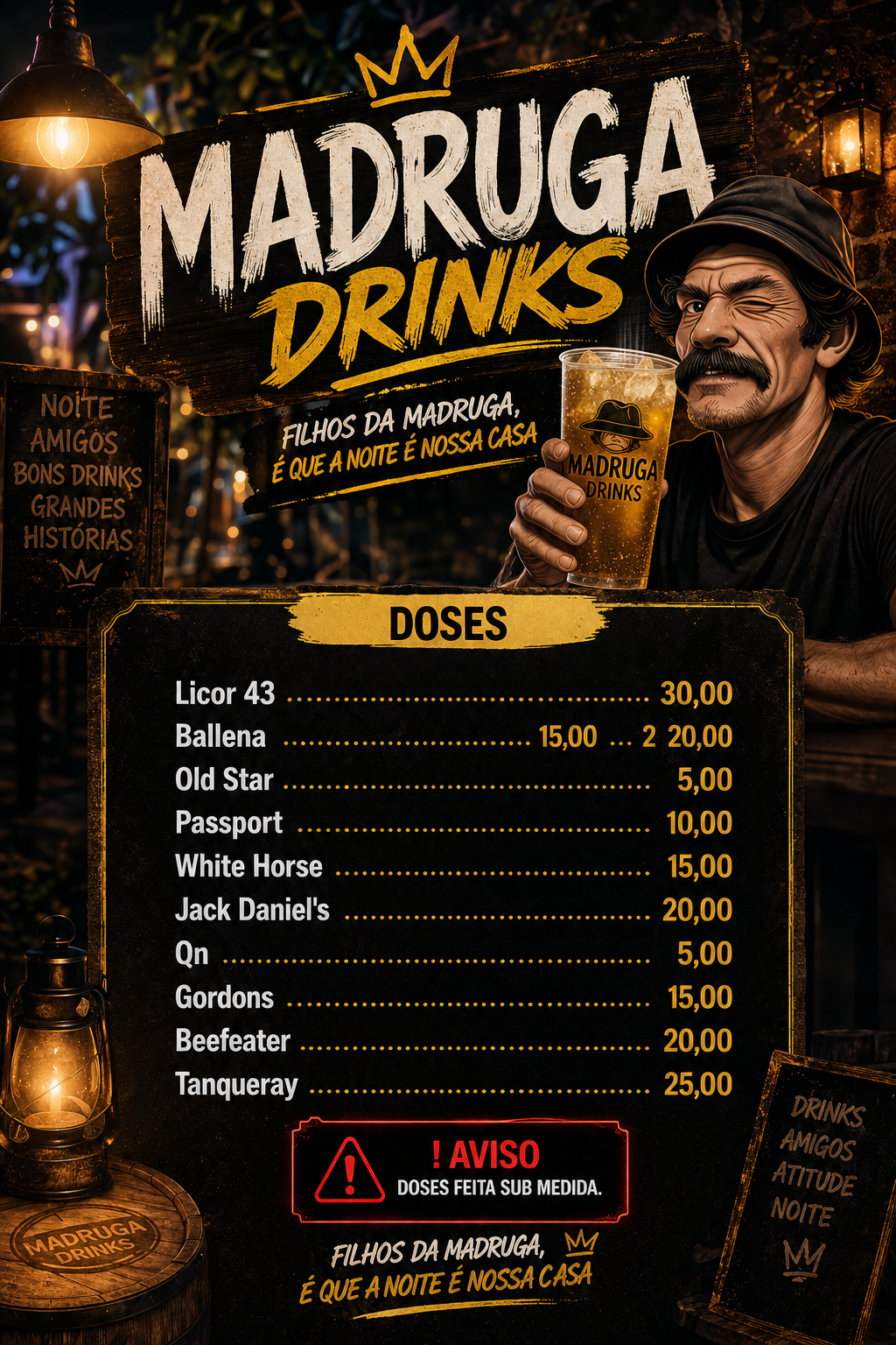 Cardápio de doses