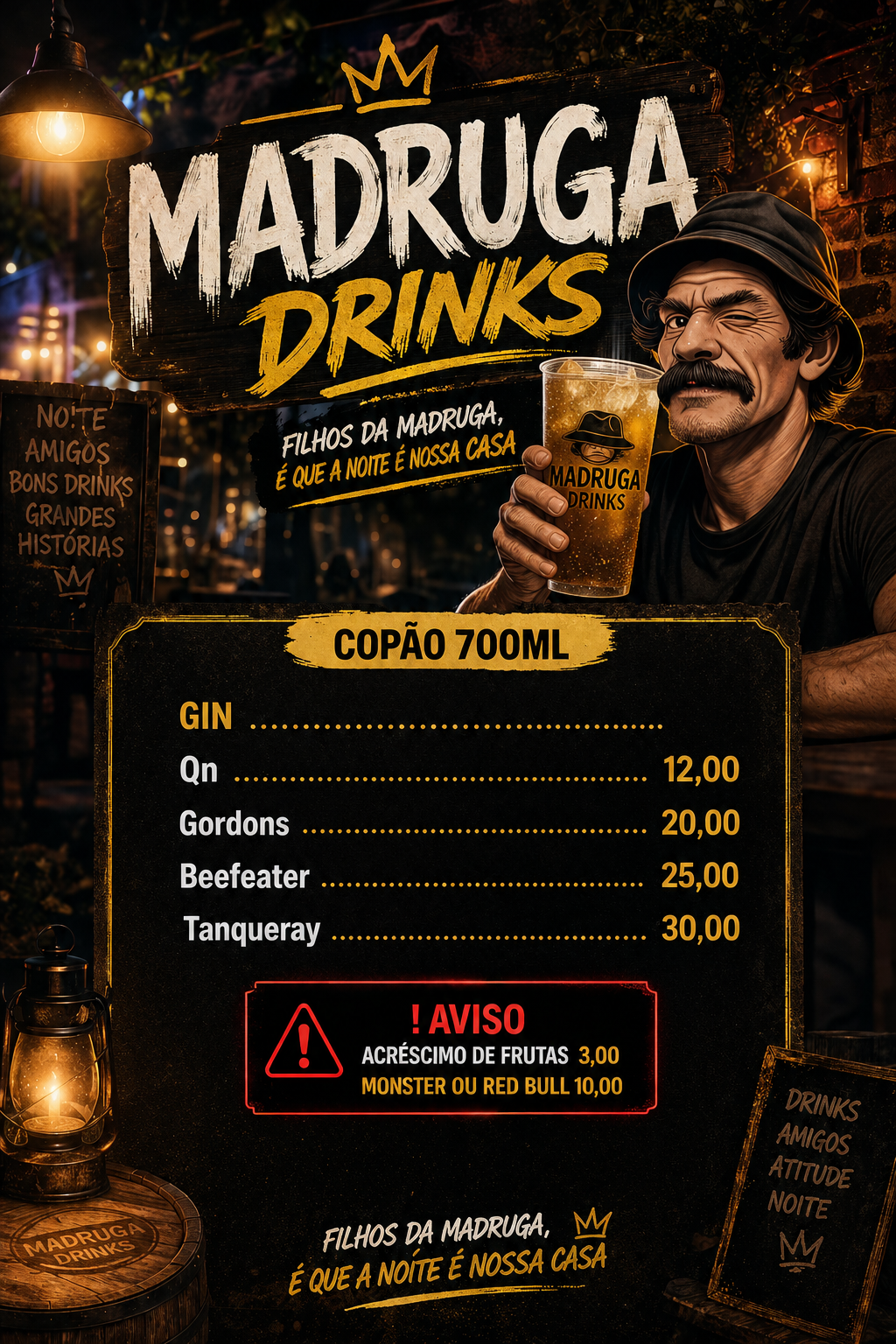 Cardápio de gin
